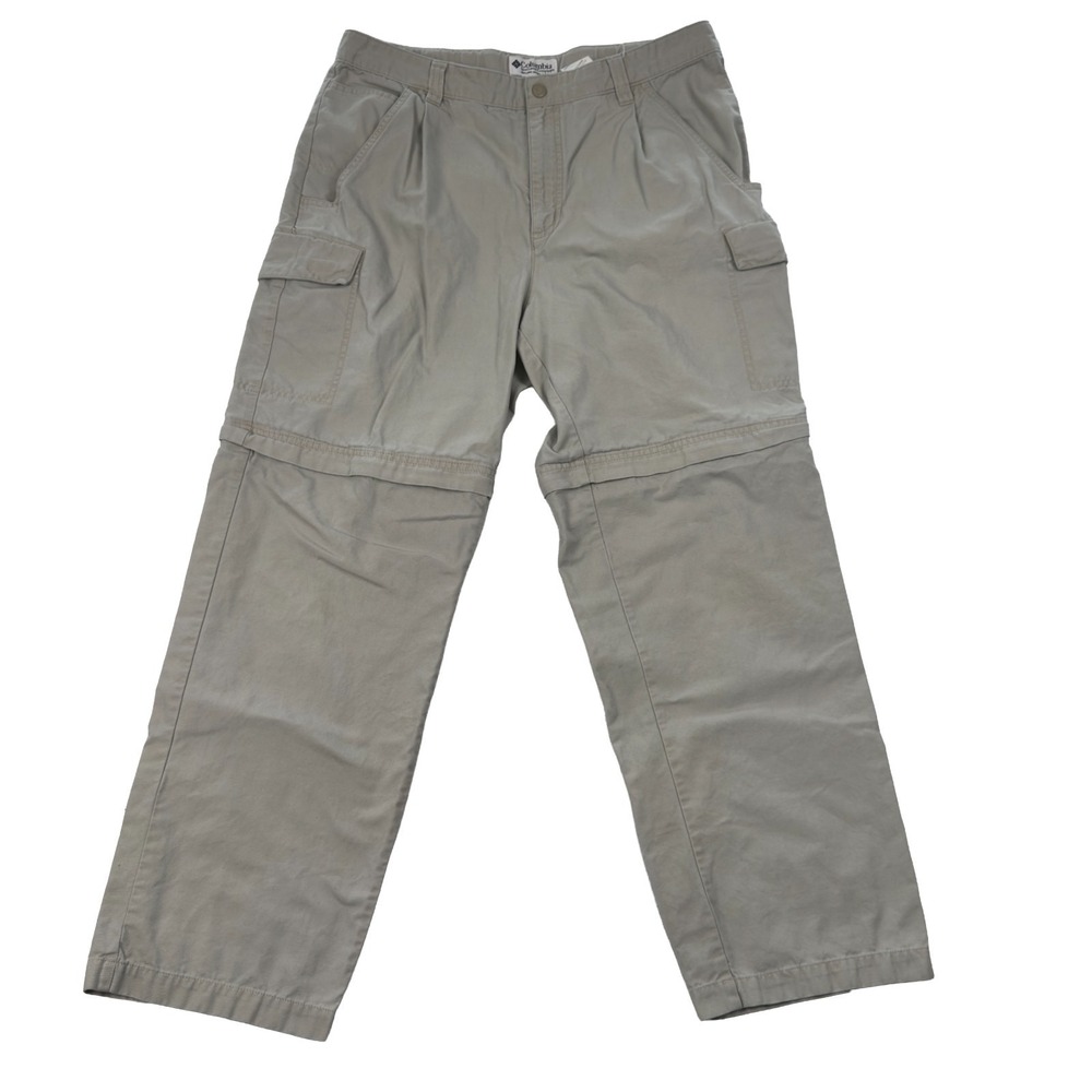 Columbia‎ Convertible Cargo Pants Mens 34x30 (34x29 Fit) Ivory, Adjustable Waist